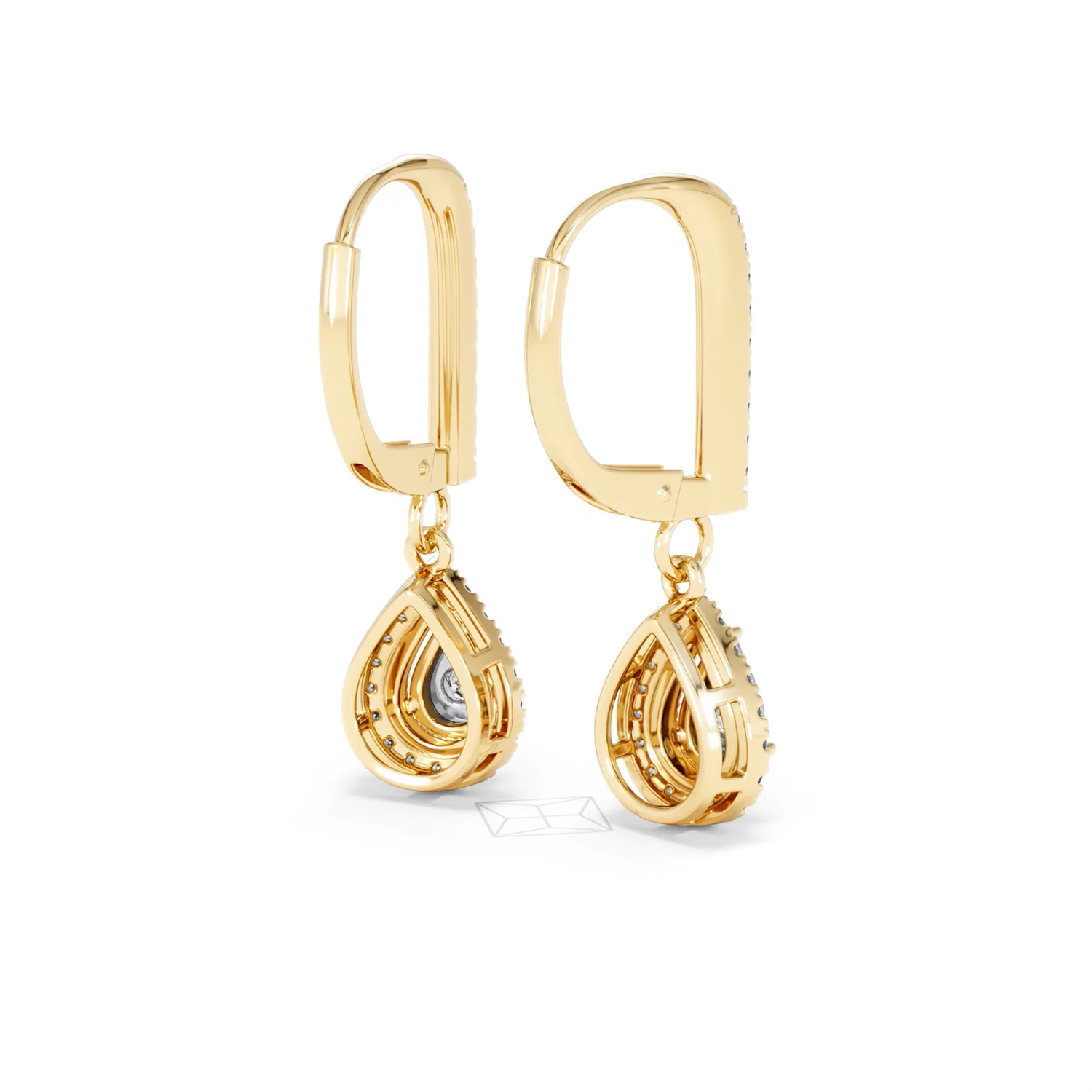 Masami Lab Diamond Pear Halo Earrings 0.20ct Pave Set in 18K Gold Vermeil - Image 43