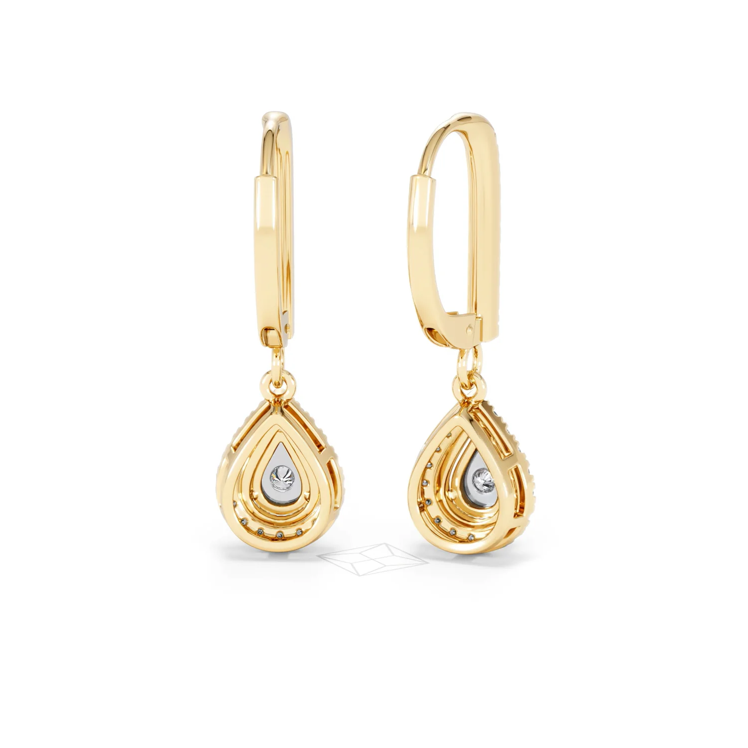 Masami Lab Diamond Pear Halo Earrings 0.20ct Pave Set in 18K Gold Vermeil - Image 48