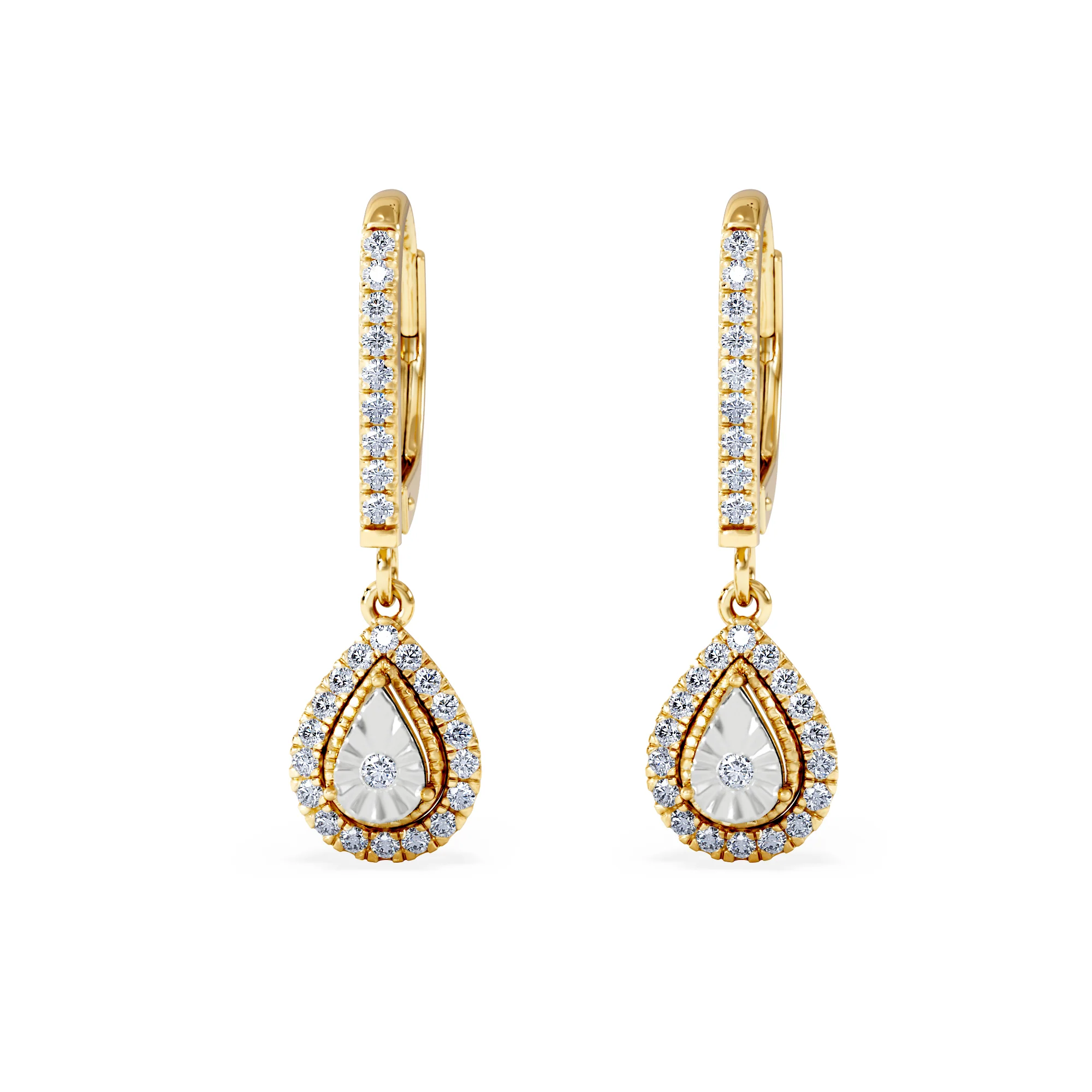 Masami Lab Diamond Pear Halo Earrings 0.20ct Pave Set in 18K Gold Vermeil - Image 7