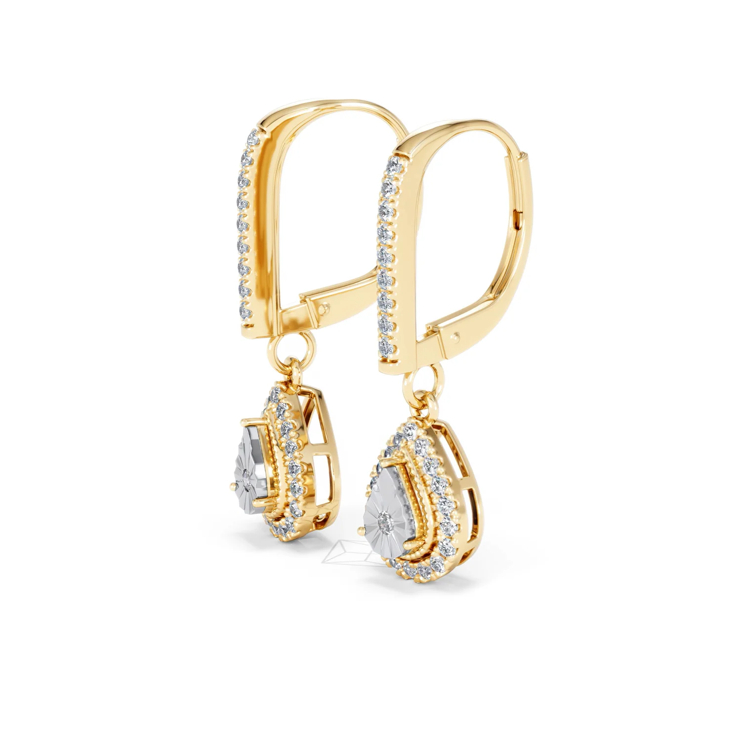 Masami Lab Diamond Pear Halo Earrings 0.20ct Pave Set in 18K Gold Vermeil - Image 78