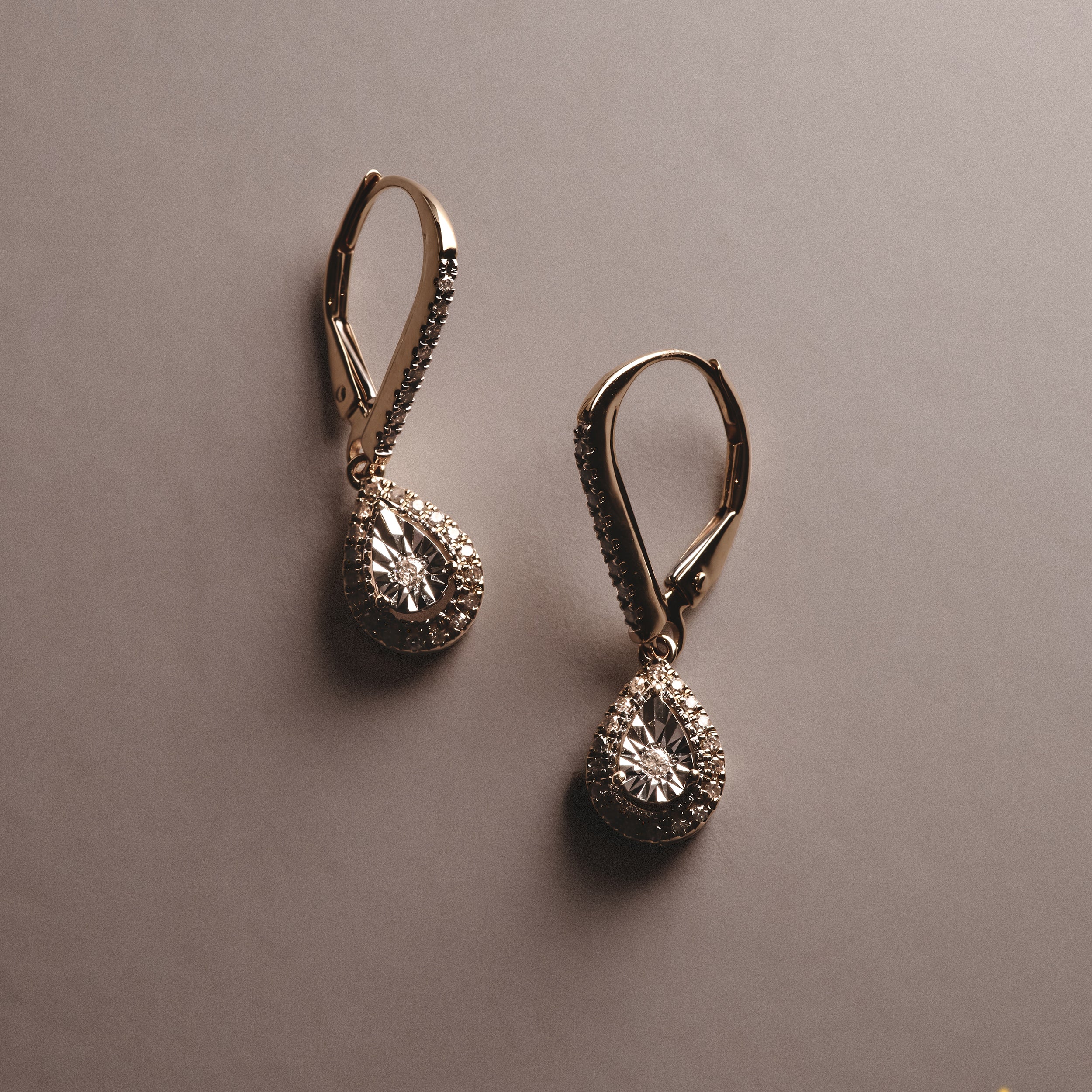 Masami Lab Diamond Pear Halo Earrings 0.20ct Pave Set in 18K Gold Vermeil - Image 8
