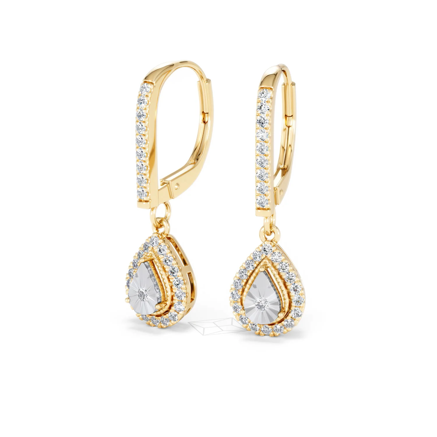 Masami Lab Diamond Pear Halo Earrings 0.20ct Pave Set in 18K Gold Vermeil - Image 85