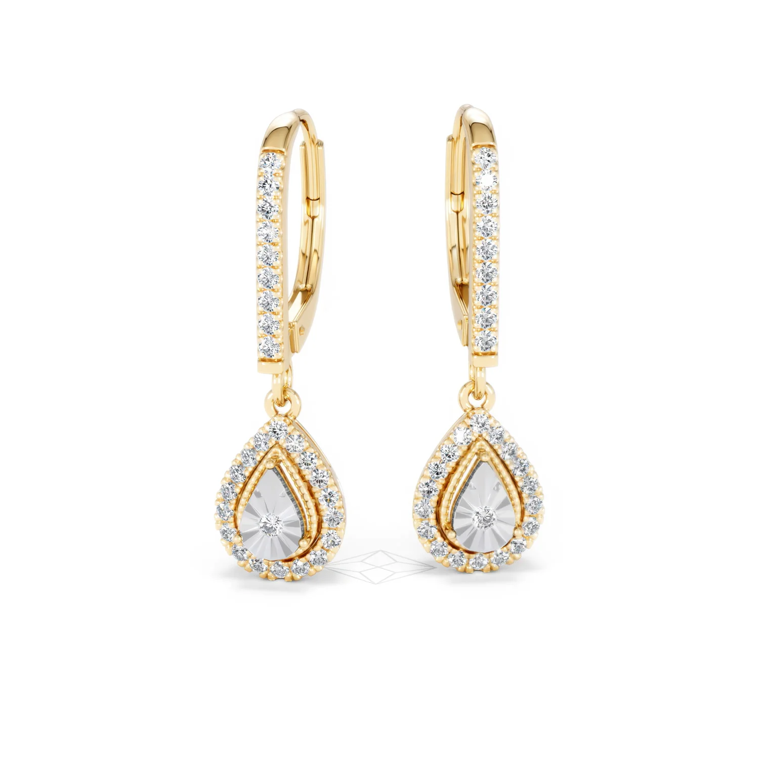 Masami Lab Diamond Pear Halo Earrings 0.20ct Pave Set in 18K Gold Vermeil - Image 90