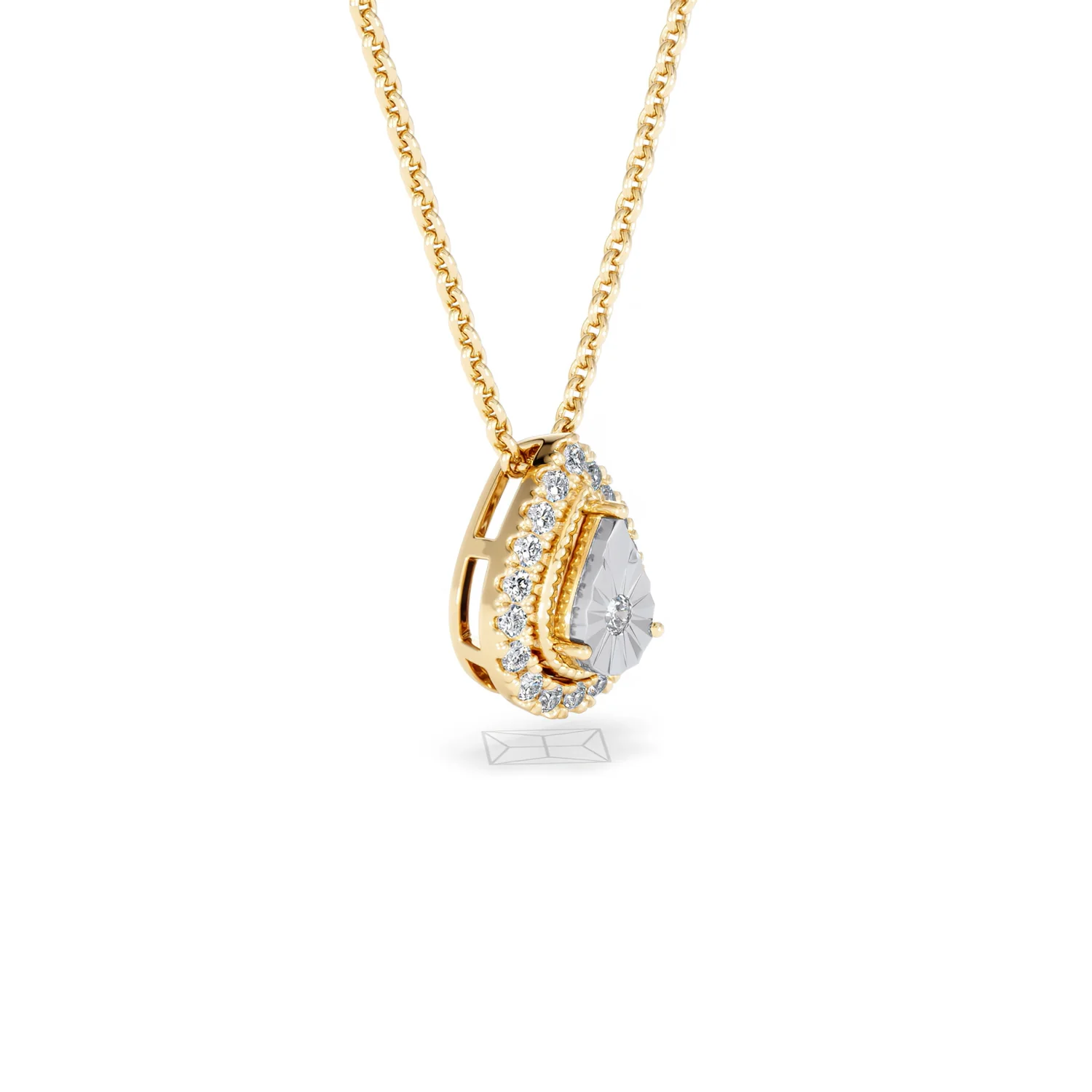 Masami Lab Diamond Pear Halo Necklace 0.10ct Pave Set in 18K Gold Vermeil - Image 20