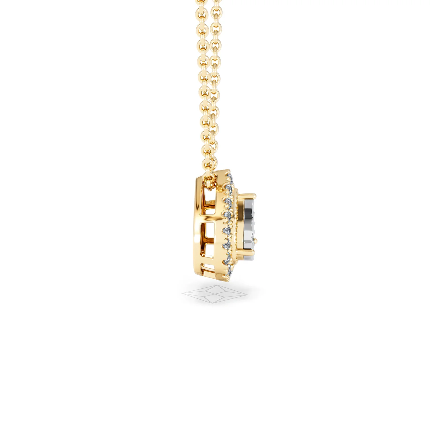 Masami Lab Diamond Pear Halo Necklace 0.10ct Pave Set in 18K Gold Vermeil - Image 28