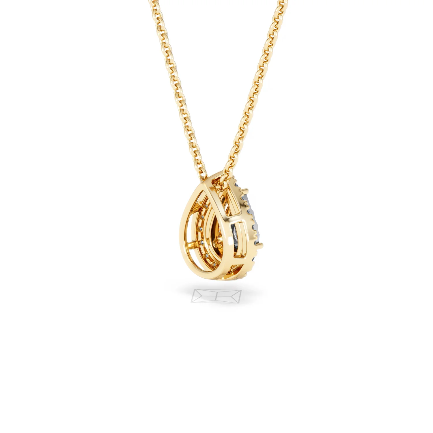 Masami Lab Diamond Pear Halo Necklace 0.10ct Pave Set in 18K Gold Vermeil - Image 38