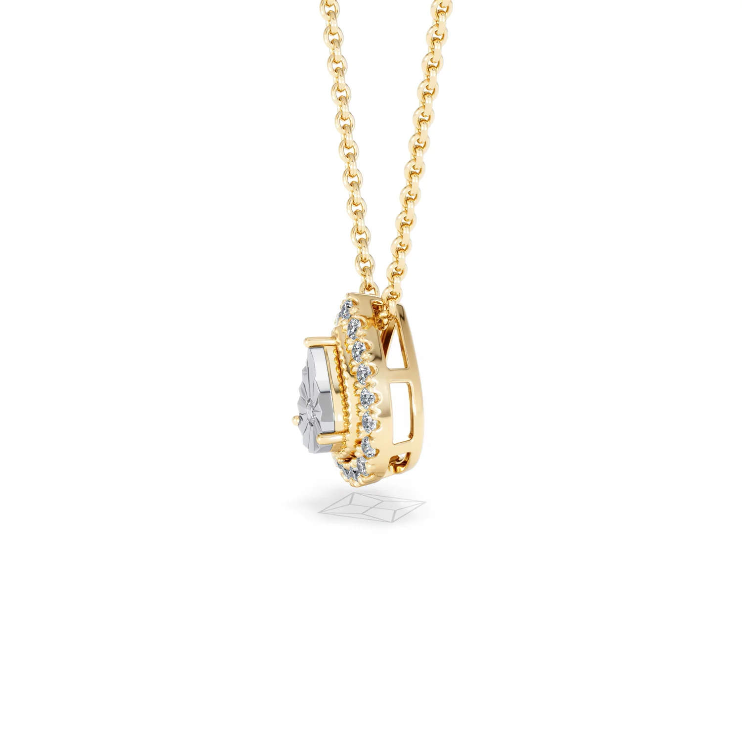 Masami Lab Diamond Pear Halo Necklace 0.10ct Pave Set in 18K Gold Vermeil - Image 73