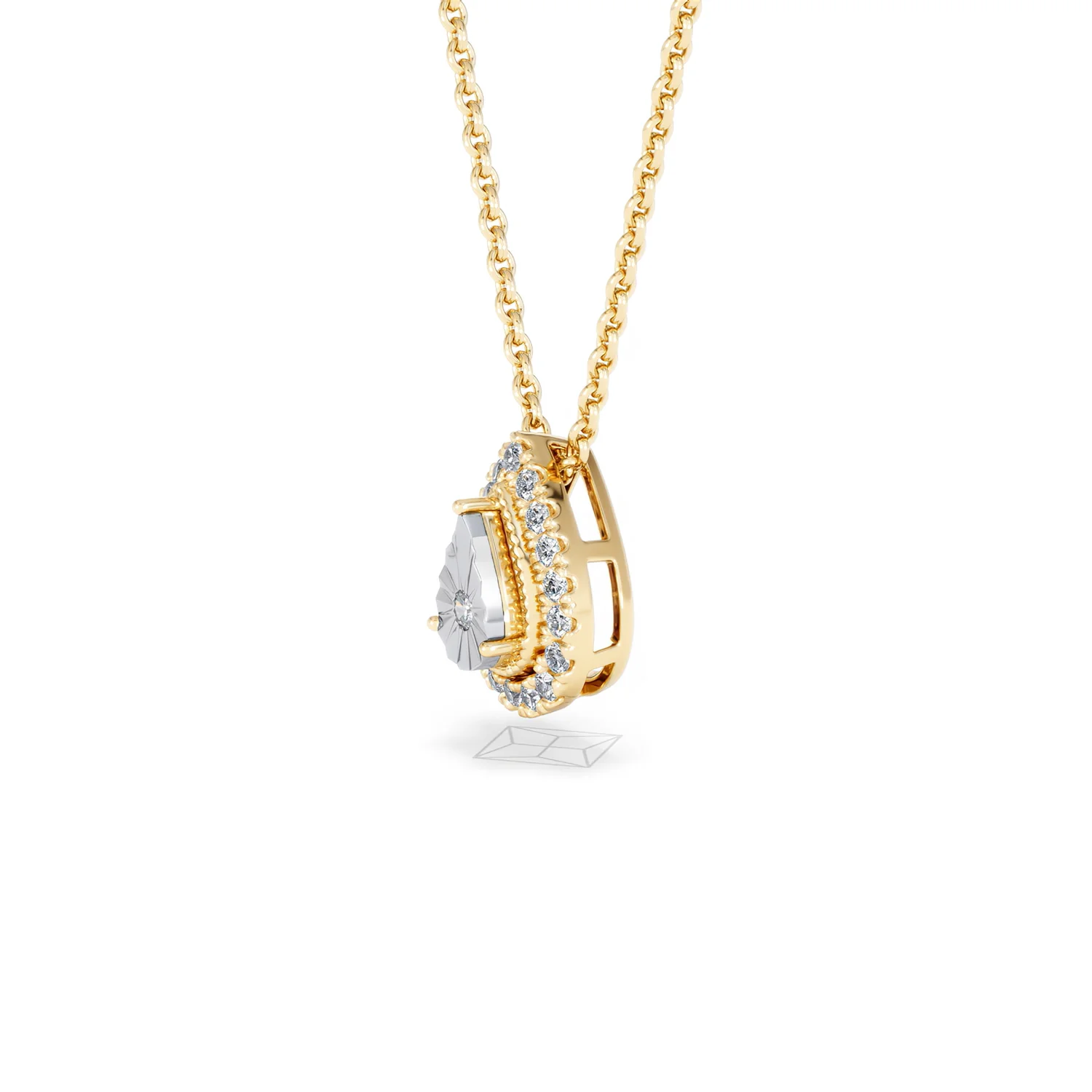 Masami Lab Diamond Pear Halo Necklace 0.10ct Pave Set in 18K Gold Vermeil - Image 75