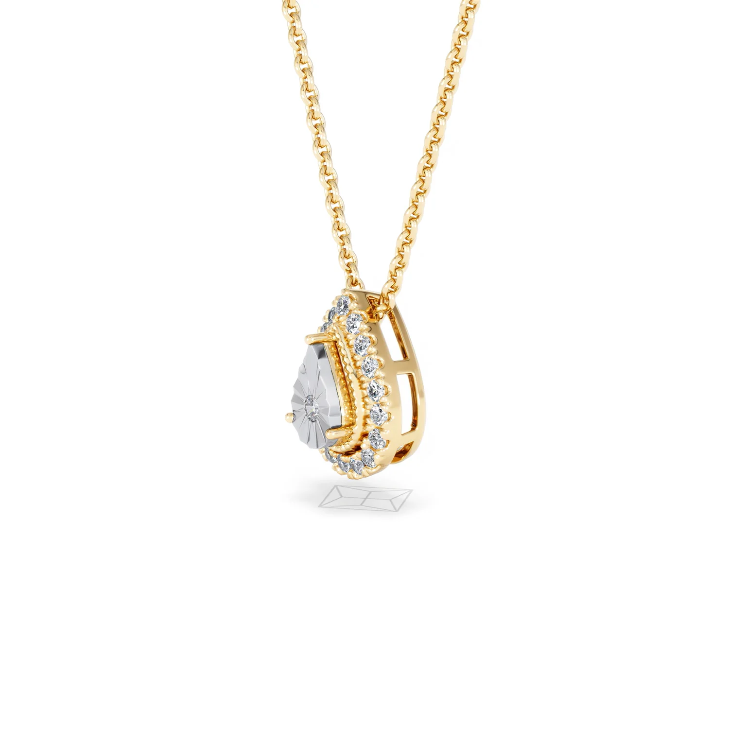 Masami Lab Diamond Pear Halo Necklace 0.10ct Pave Set in 18K Gold Vermeil - Image 76