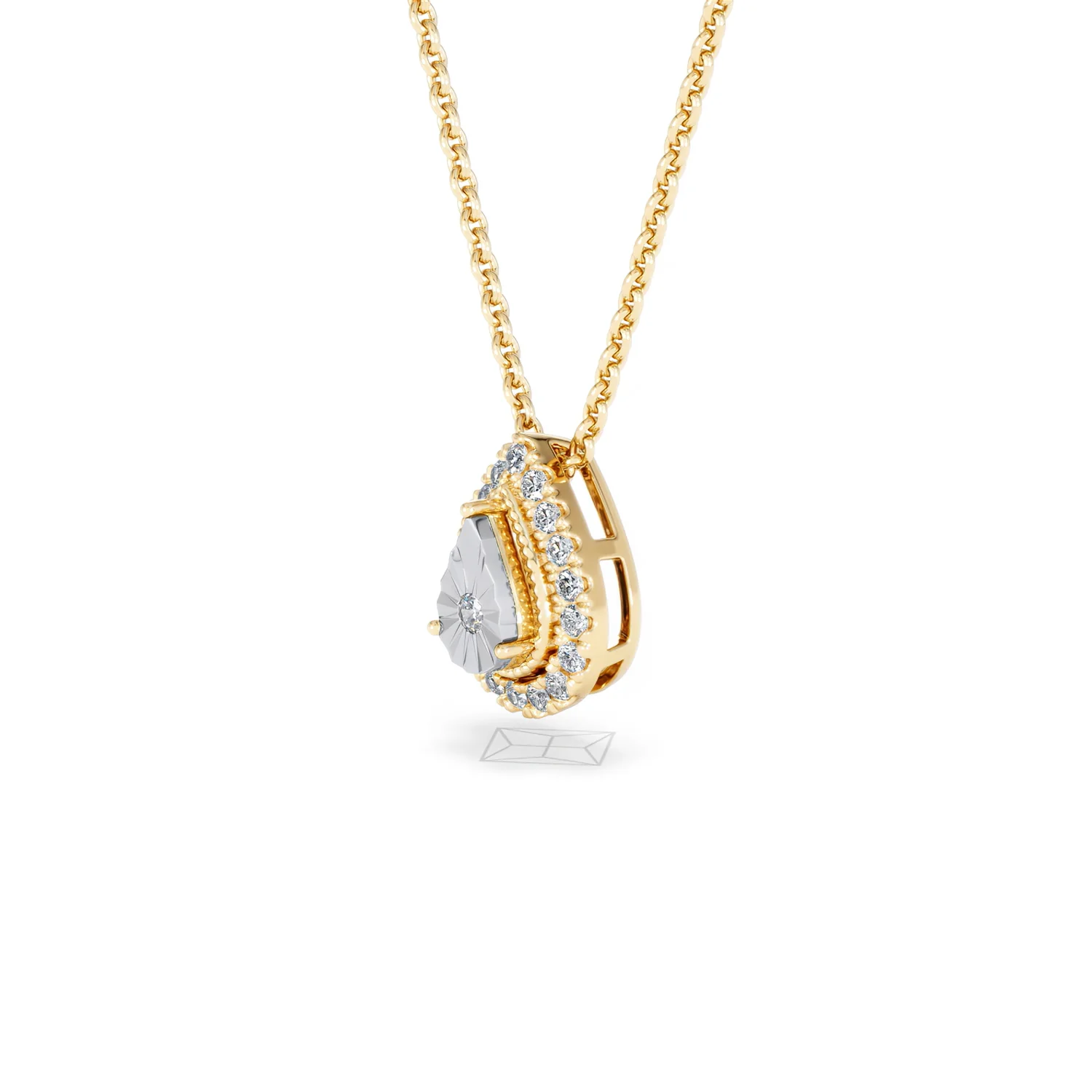 Masami Lab Diamond Pear Halo Necklace 0.10ct Pave Set in 18K Gold Vermeil - Image 77