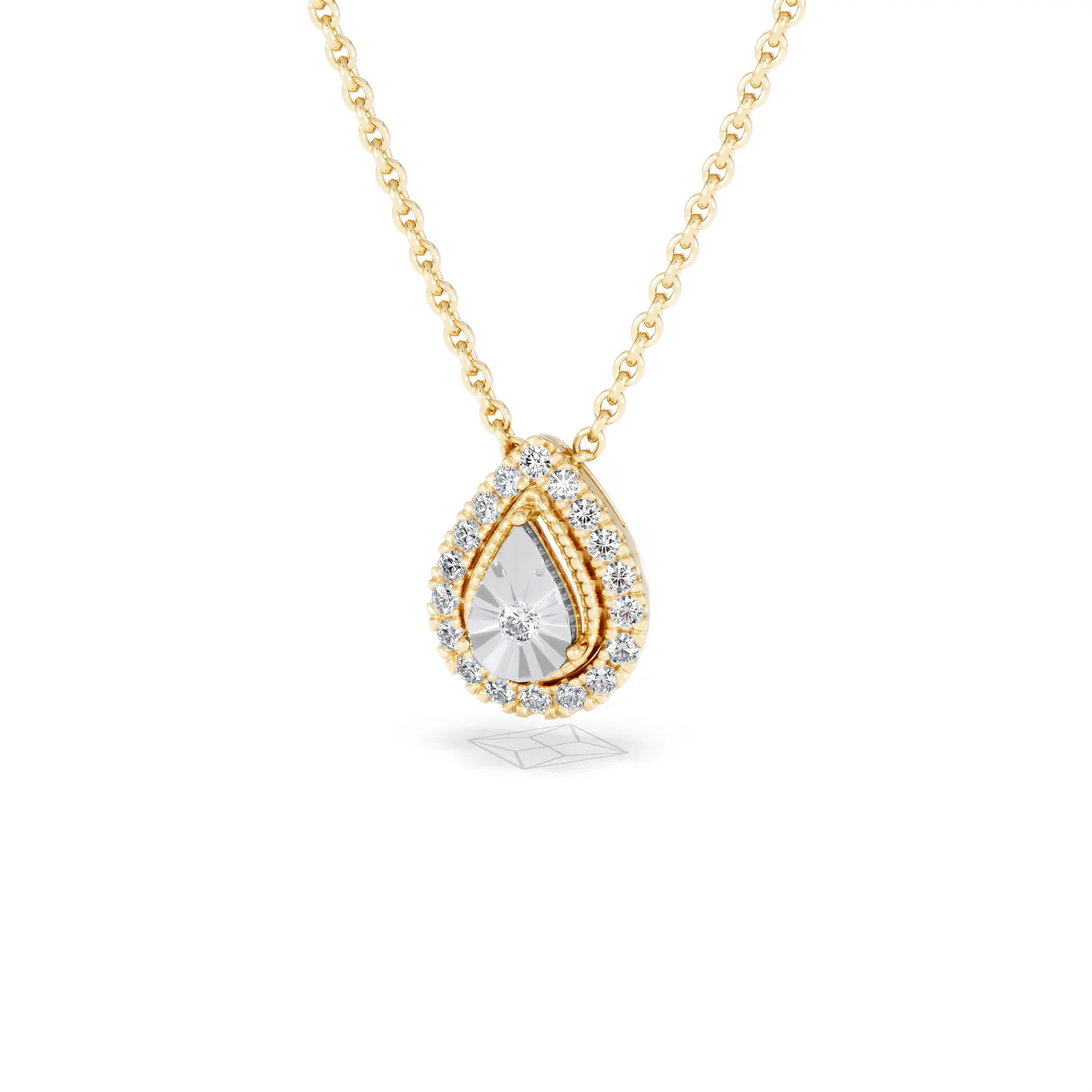 Masami Lab Diamond Pear Halo Necklace 0.10ct Pave Set in 18K Gold Vermeil - Image 85