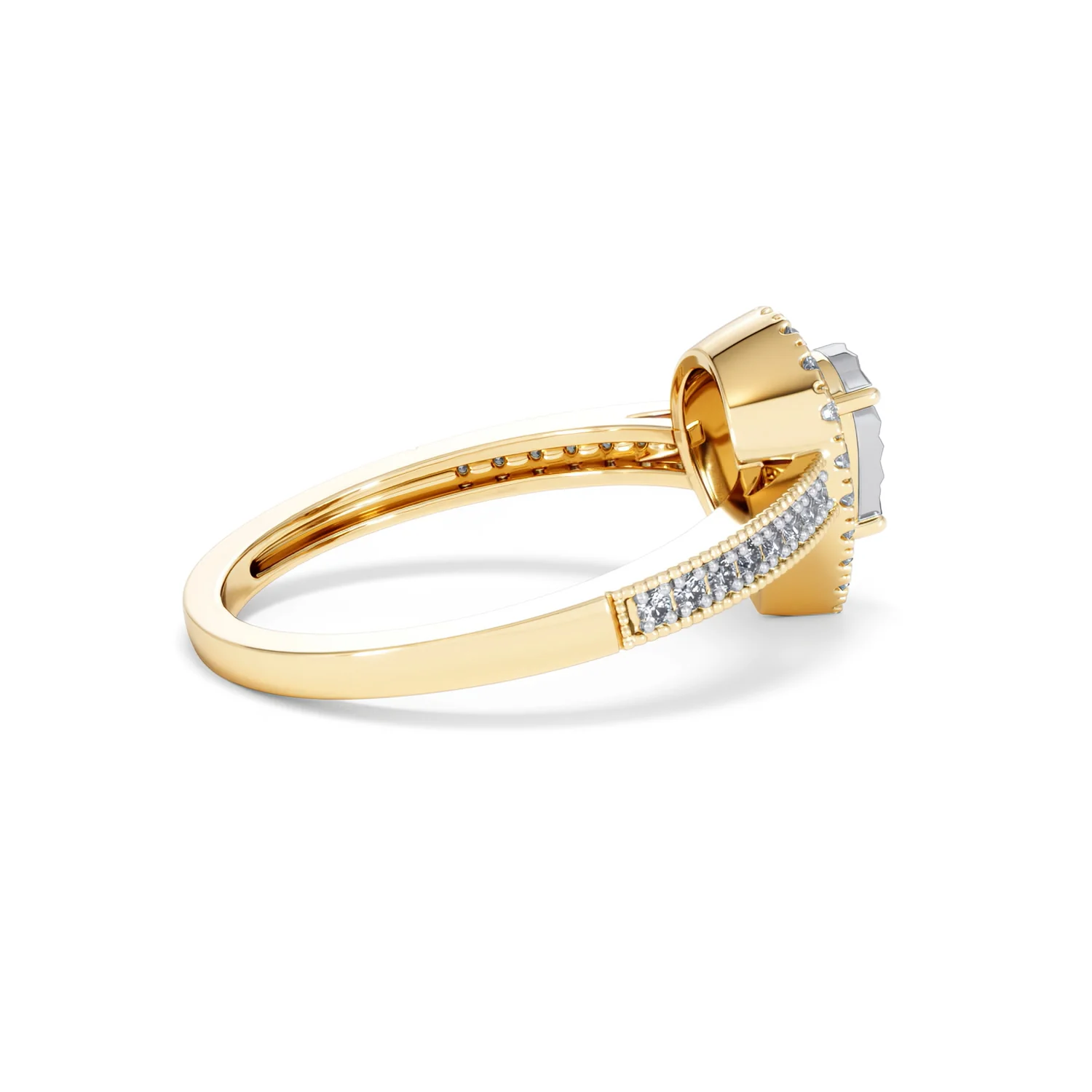 Masami Pear Shaped Pave Diamond Engagement Ring 0.15ct 9K Yellow Gold - Image 32