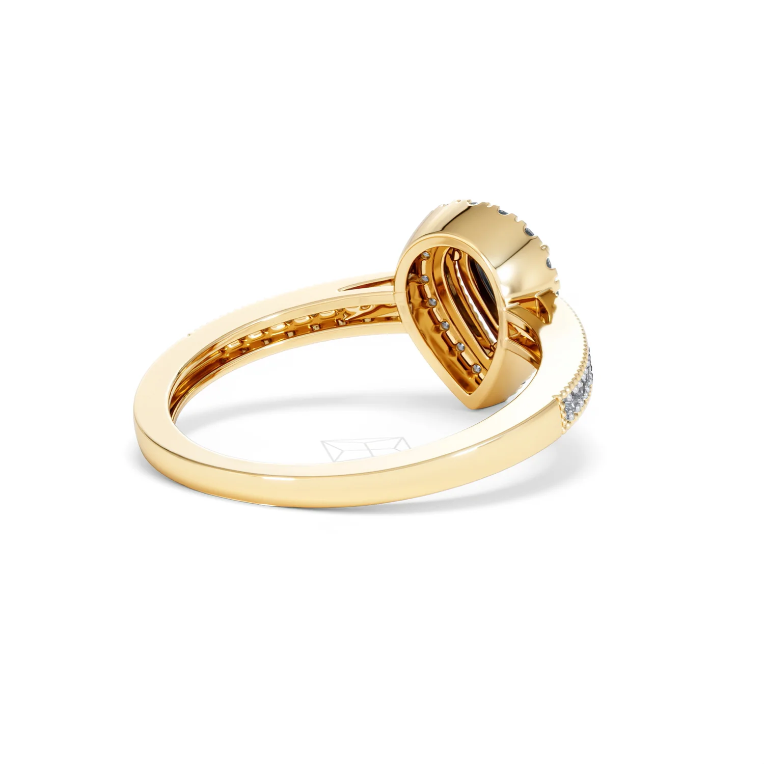 Masami Pear Shaped Pave Diamond Engagement Ring 0.15ct 9K Yellow Gold - Image 40