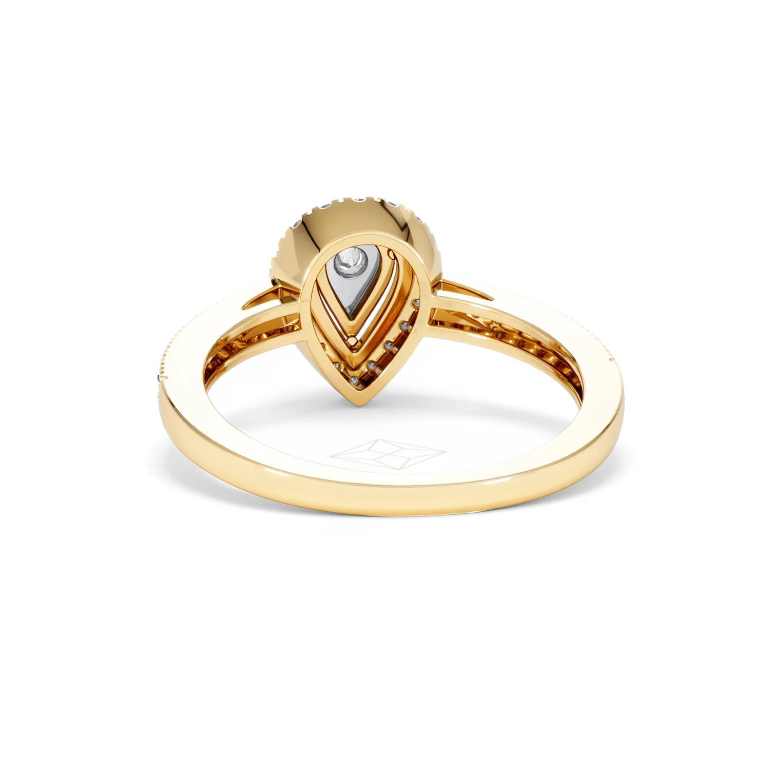 Masami Pear Shaped Pave Diamond Engagement Ring 0.15ct 9K Yellow Gold - Image 50