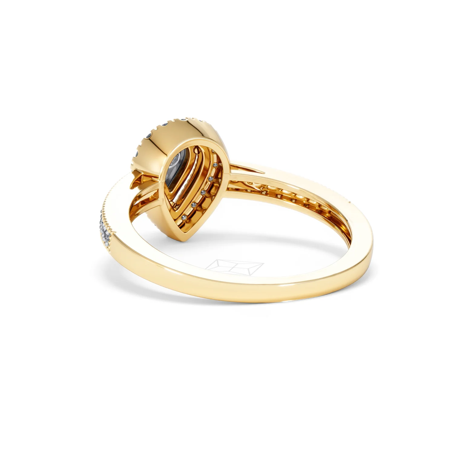 Masami Pear Shaped Pave Diamond Engagement Ring 0.15ct 9K Yellow Gold - Image 54