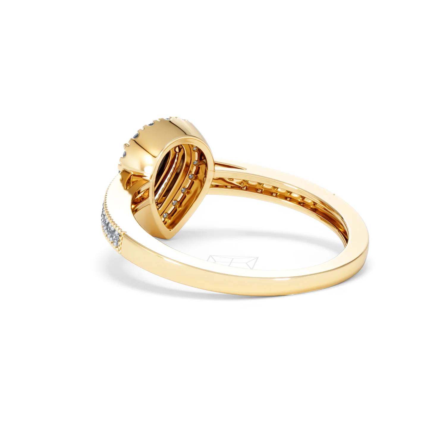 Masami Pear Shaped Pave Diamond Engagement Ring 0.15ct 9K Yellow Gold - Image 56