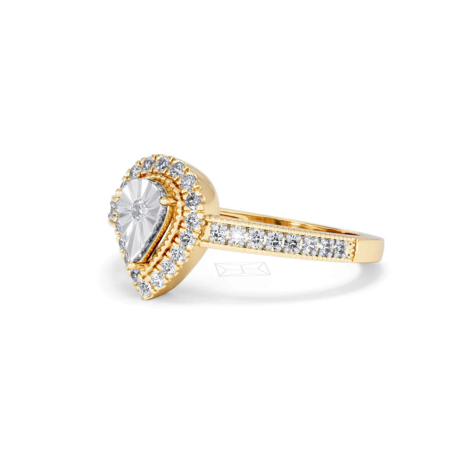 Masami Pear Shaped Pave Diamond Engagement Ring 0.15ct 9K Yellow Gold - Image 79