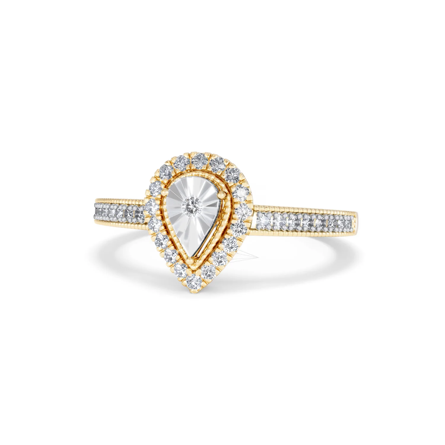 Masami Pear Shaped Pave Diamond Engagement Ring 0.15ct 9K Yellow Gold - Image 85