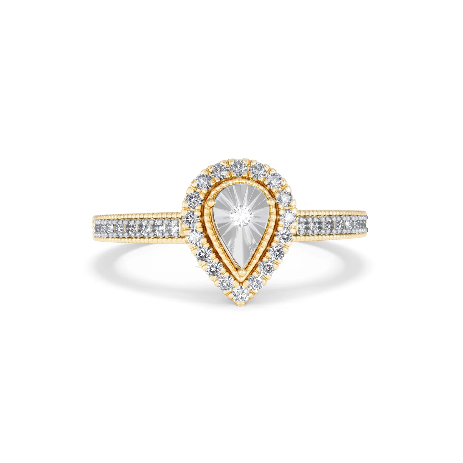 Masami Pear Shaped Pave Lab Diamond Engagement Ring 0.15ct 18K Gold Vermeil - Image 10