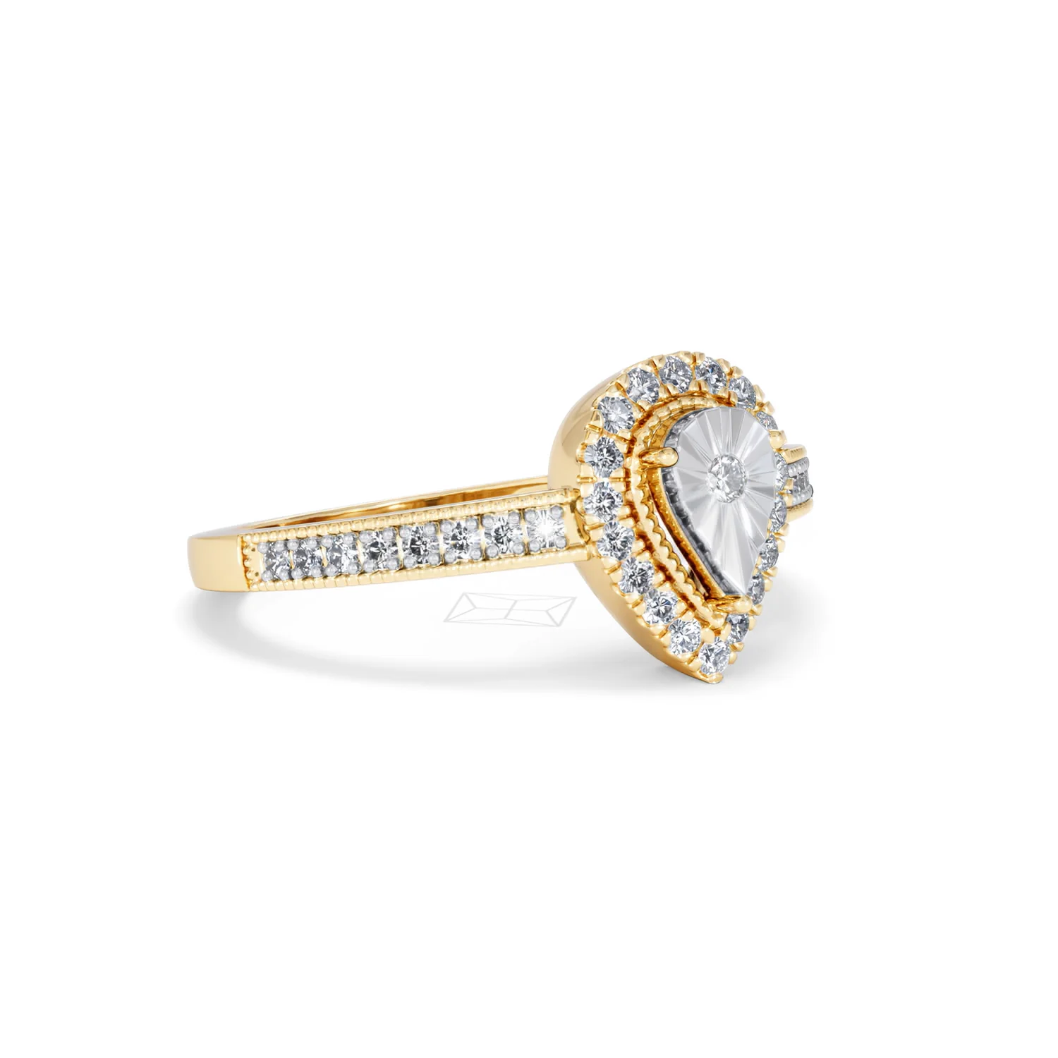 Masami Pear Shaped Pave Lab Diamond Engagement Ring 0.15ct 18K Gold Vermeil - Image 17