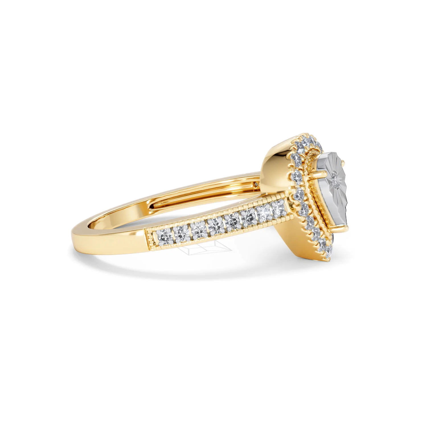 Masami Pear Shaped Pave Lab Diamond Engagement Ring 0.15ct 18K Gold Vermeil - Image 24