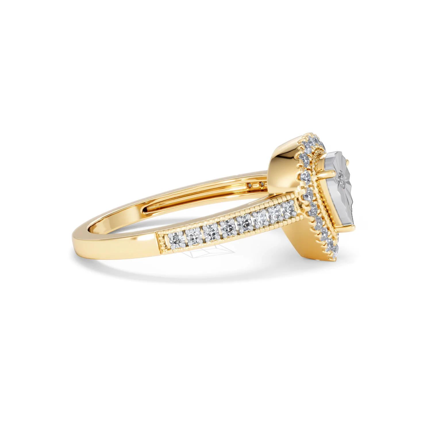 Masami Pear Shaped Pave Lab Diamond Engagement Ring 0.15ct 18K Gold Vermeil - Image 25