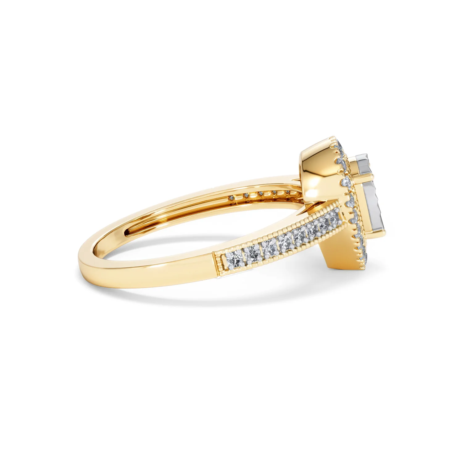 Masami Pear Shaped Pave Lab Diamond Engagement Ring 0.15ct 18K Gold Vermeil - Image 29