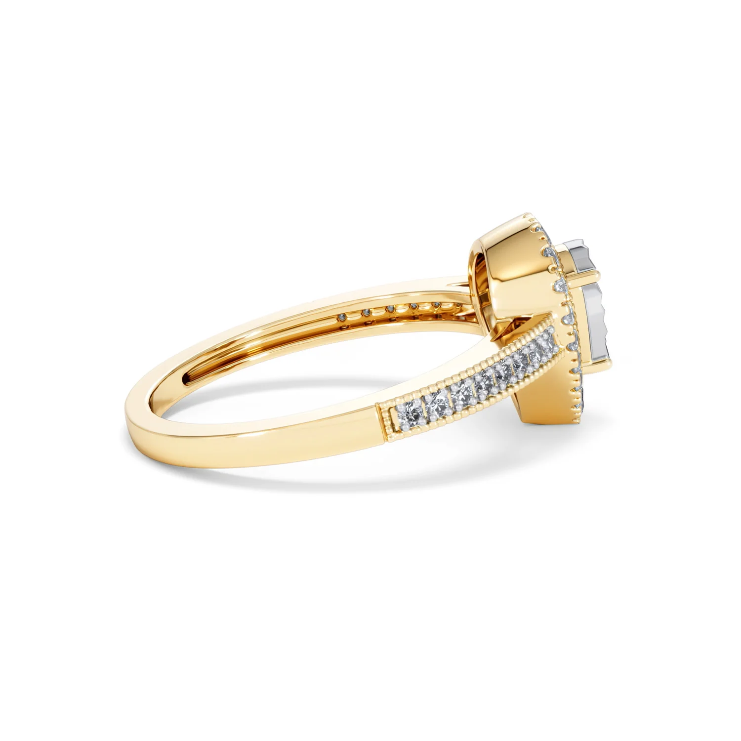 Masami Pear Shaped Pave Lab Diamond Engagement Ring 0.15ct 18K Gold Vermeil - Image 31
