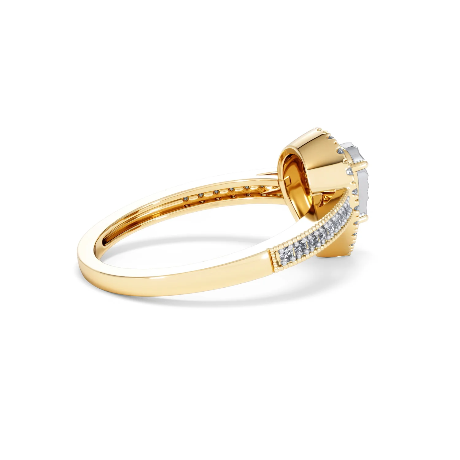 Masami Pear Shaped Pave Lab Diamond Engagement Ring 0.15ct 18K Gold Vermeil - Image 34