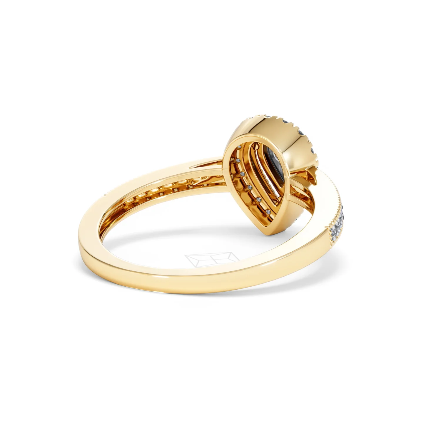 Masami Pear Shaped Pave Lab Diamond Engagement Ring 0.15ct 18K Gold Vermeil - Image 42