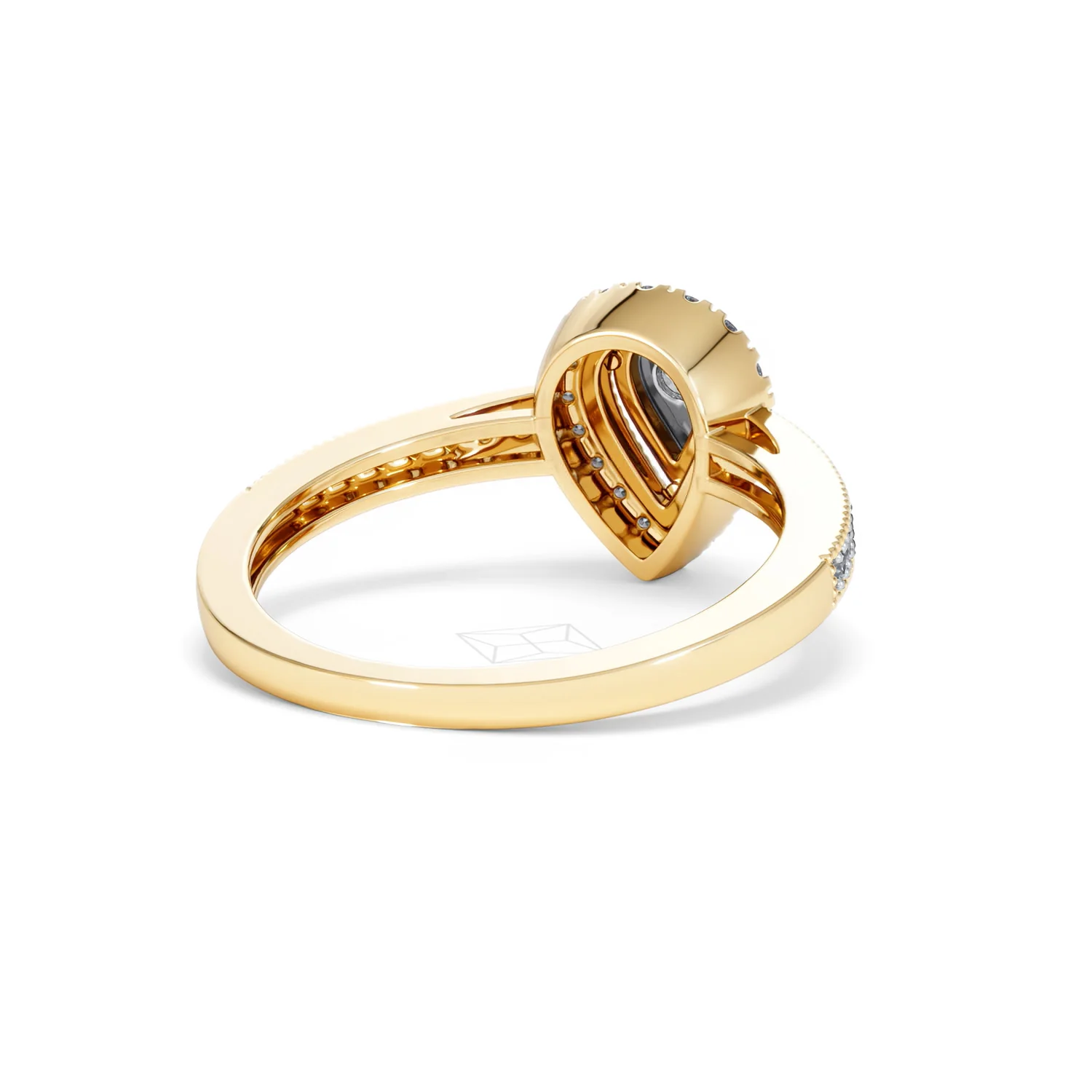 Masami Pear Shaped Pave Lab Diamond Engagement Ring 0.15ct 18K Gold Vermeil - Image 43