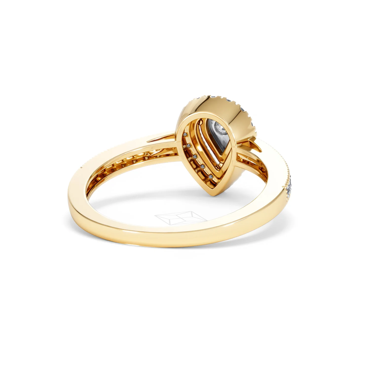 Masami Pear Shaped Pave Lab Diamond Engagement Ring 0.15ct 18K Gold Vermeil - Image 44