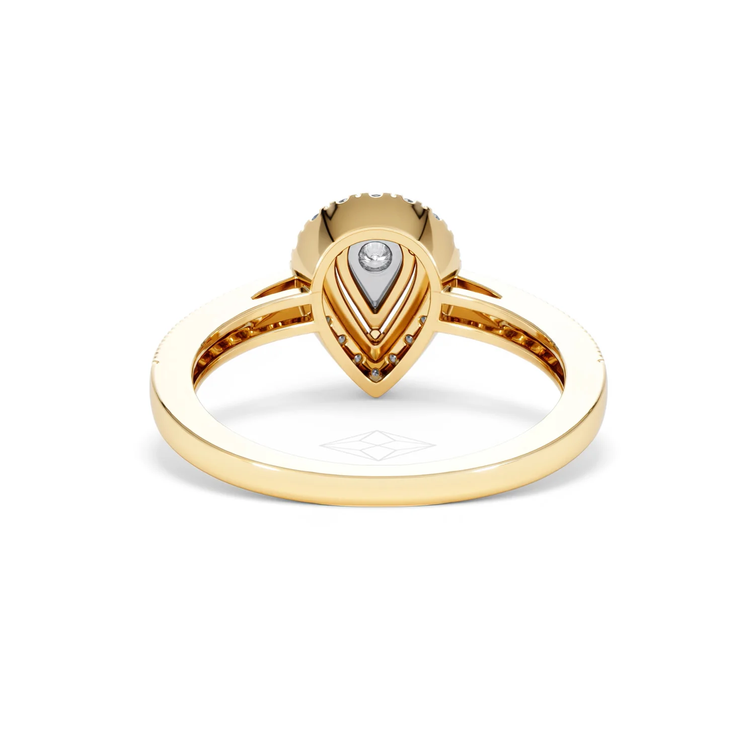 Masami Pear Shaped Pave Lab Diamond Engagement Ring 0.15ct 18K Gold Vermeil - Image 49