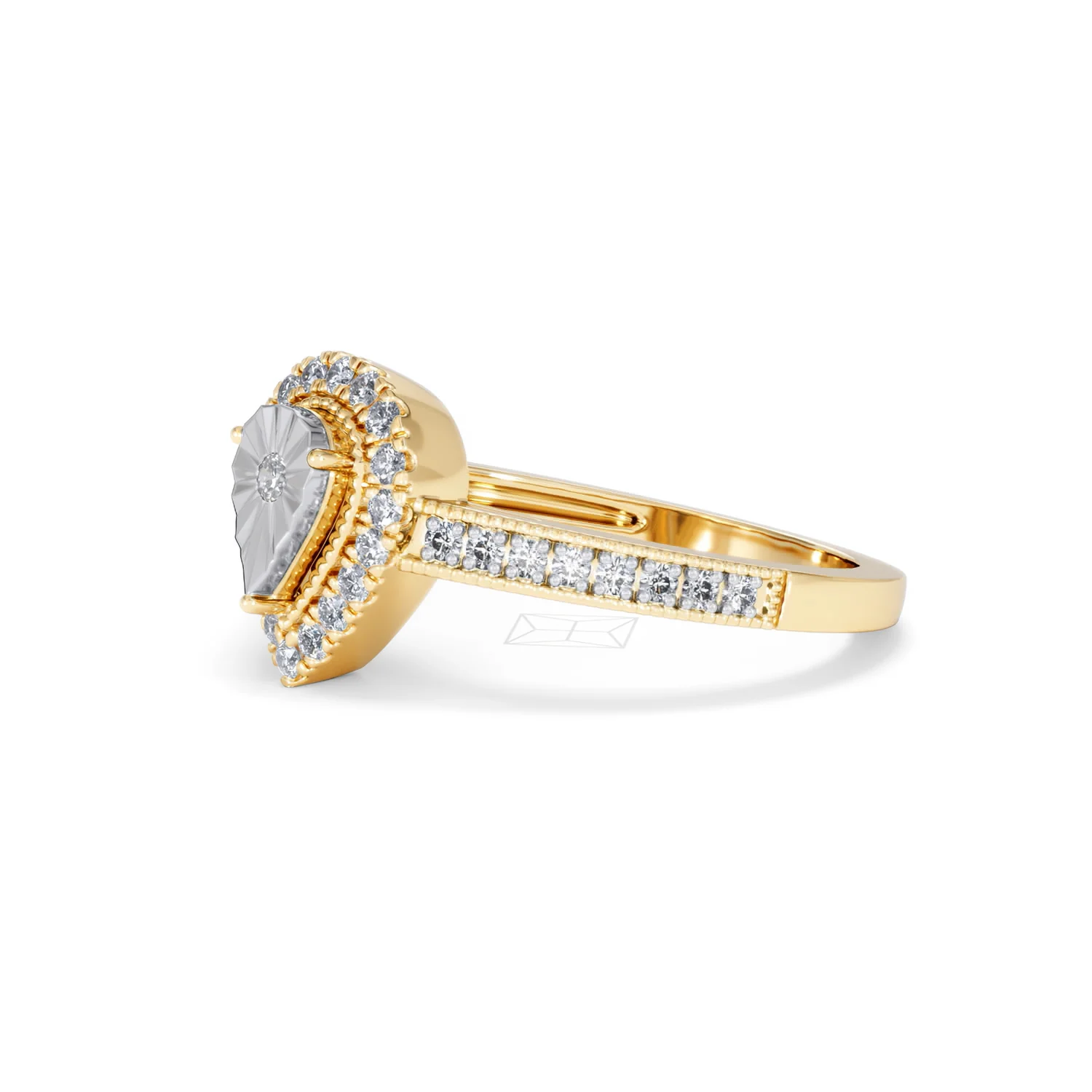 Masami Pear Shaped Pave Lab Diamond Engagement Ring 0.15ct 18K Gold Vermeil - Image 77