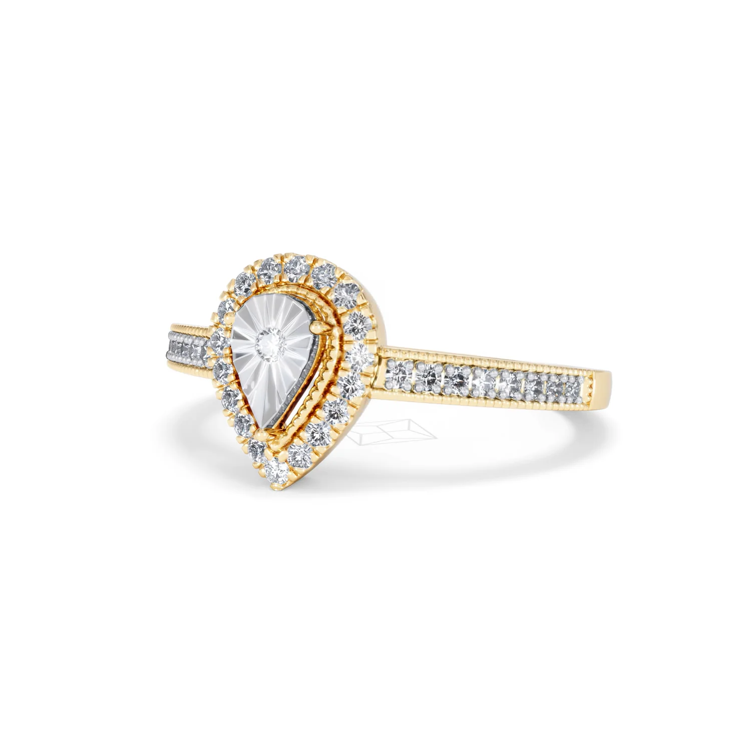 Masami Pear Shaped Pave Lab Diamond Engagement Ring 0.15ct 18K Gold Vermeil - Image 83