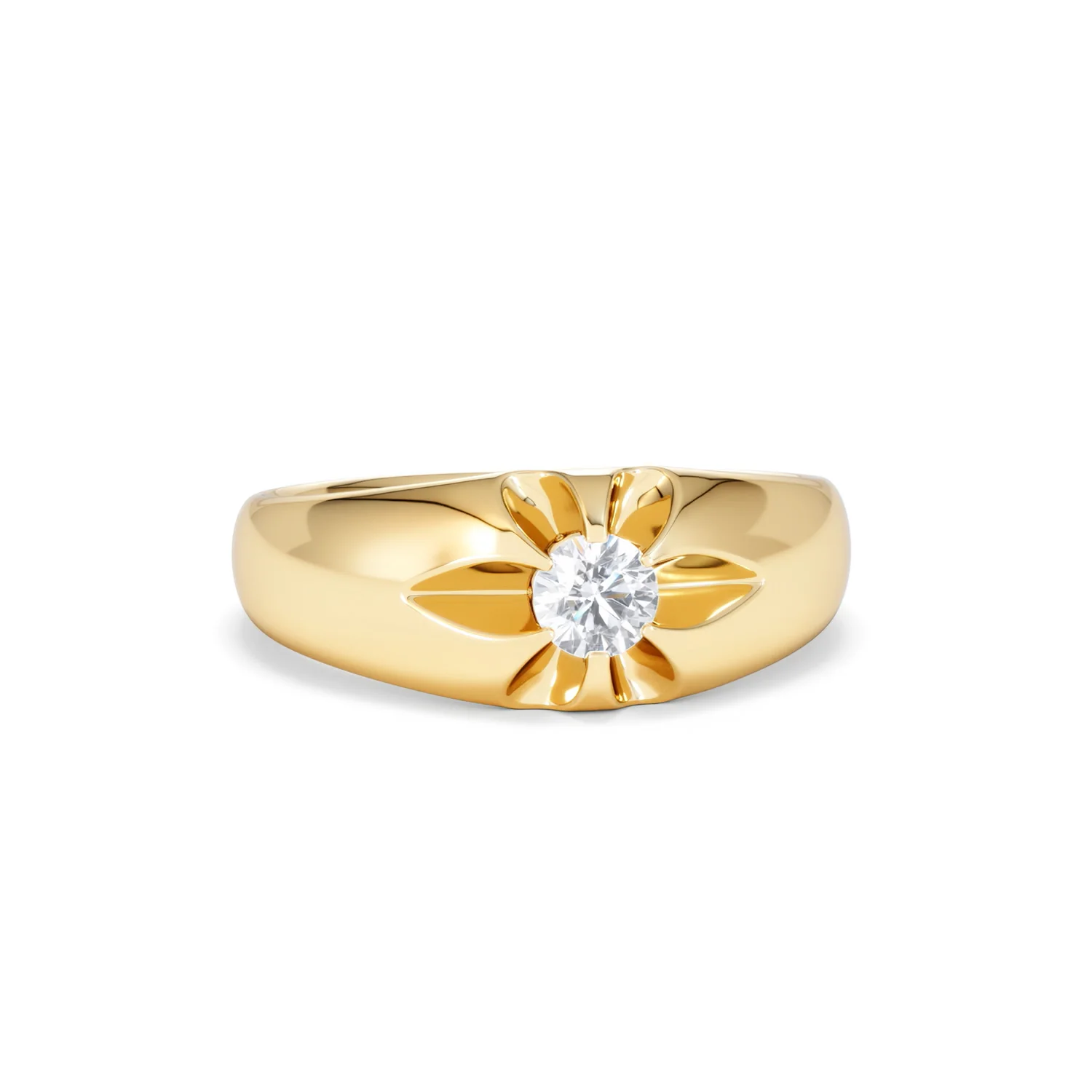 Men's Lab Diamond Signet Ring 0.25ct Round Cut in 18K Gold Vermeil - Image 11