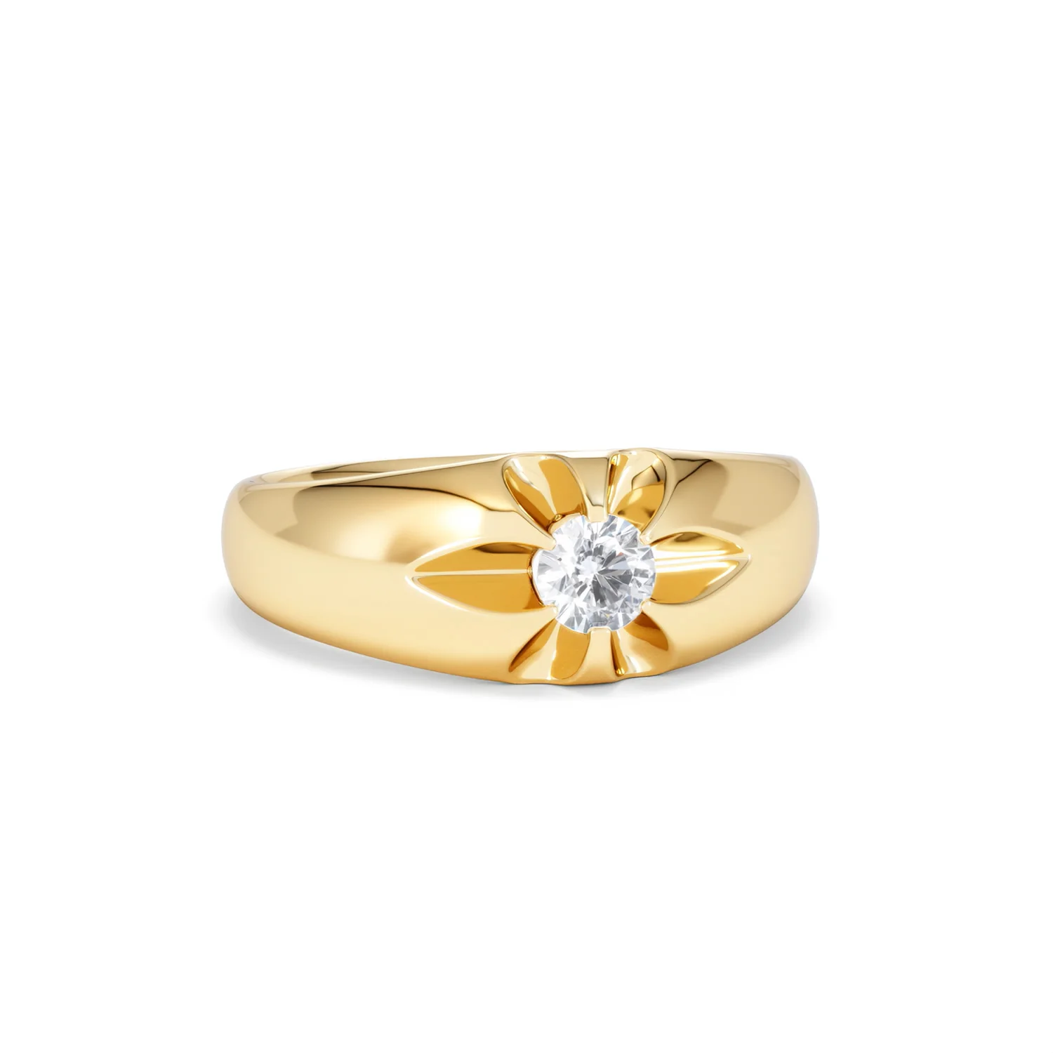 Men's Lab Diamond Signet Ring 0.25ct Round Cut in 18K Gold Vermeil - Image 12