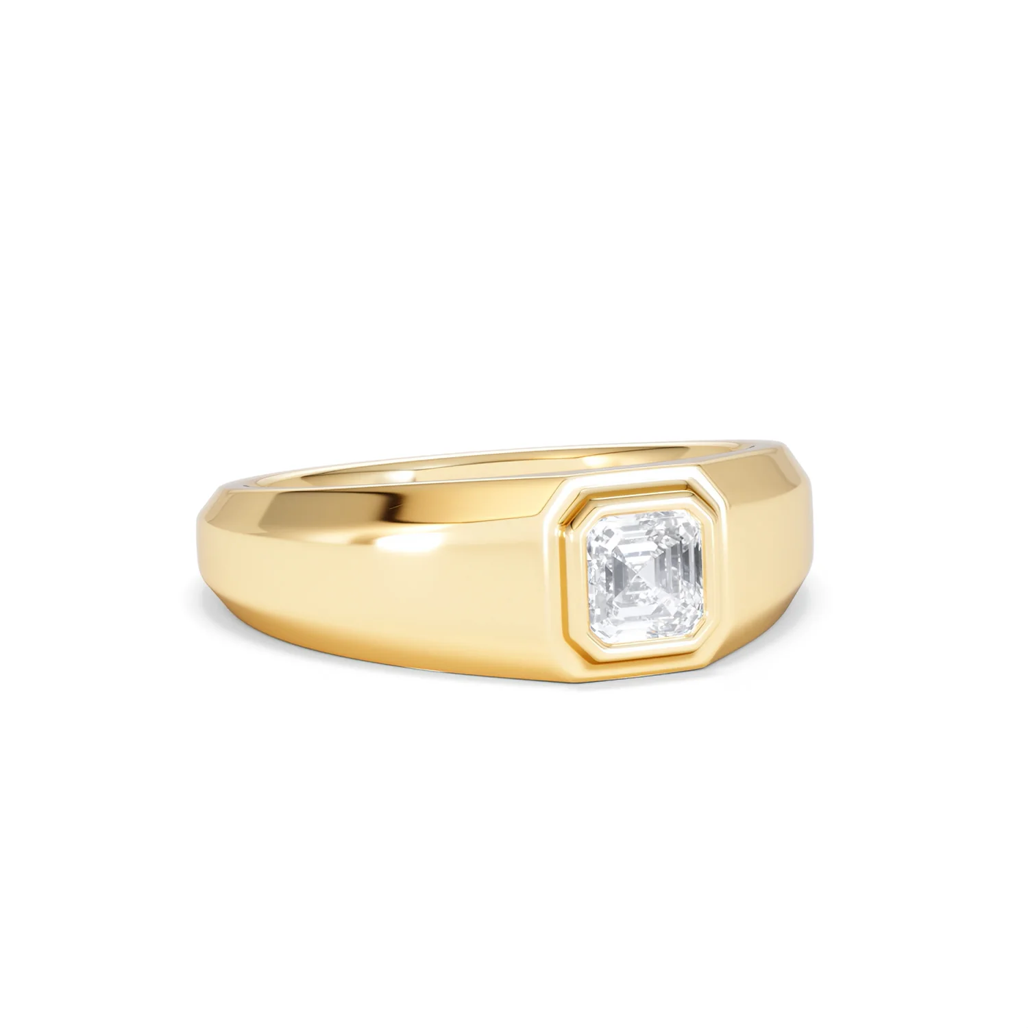 Axis Men's 0.50ct Asscher Cut Lab Diamond Signet Ring in 18K Gold Vermeil - Image 14