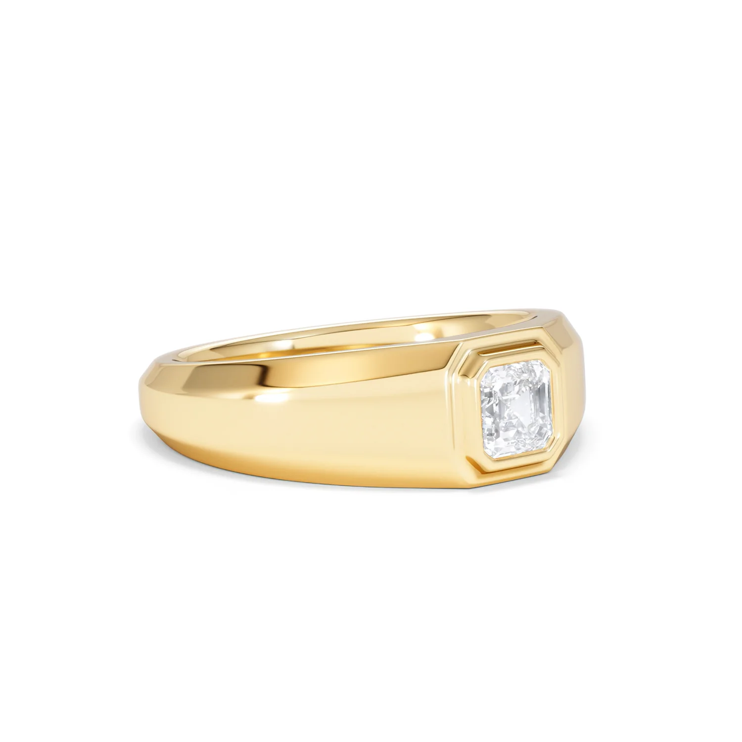 Axis Men's 0.50ct Asscher Cut Lab Diamond Signet Ring in 18K Gold Vermeil - Image 17