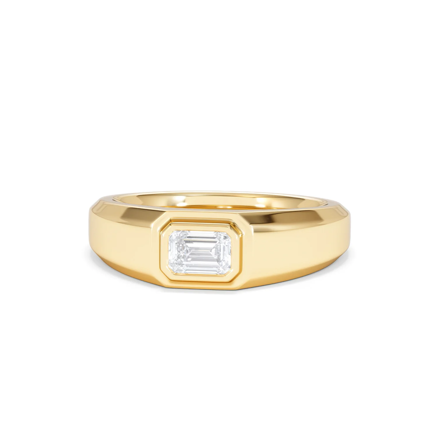 Axis Men's 0.50ct Emerald Cut Lab Diamond Signet Ring in 18K Gold Vermeil - Image 87