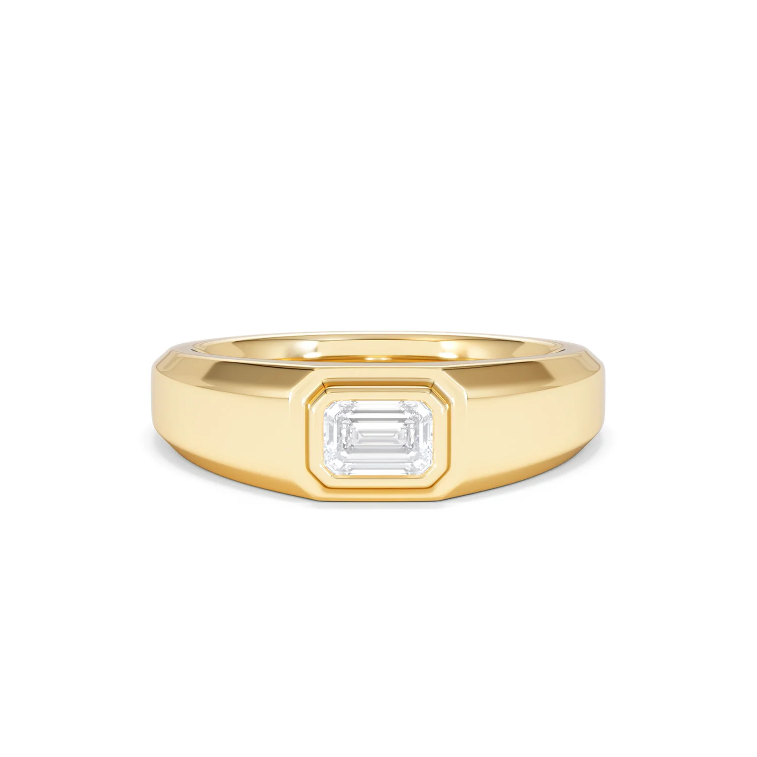 Axis Men's 0.50ct Emerald Cut Lab Diamond Signet Ring in 18K Gold Vermeil - Image 9