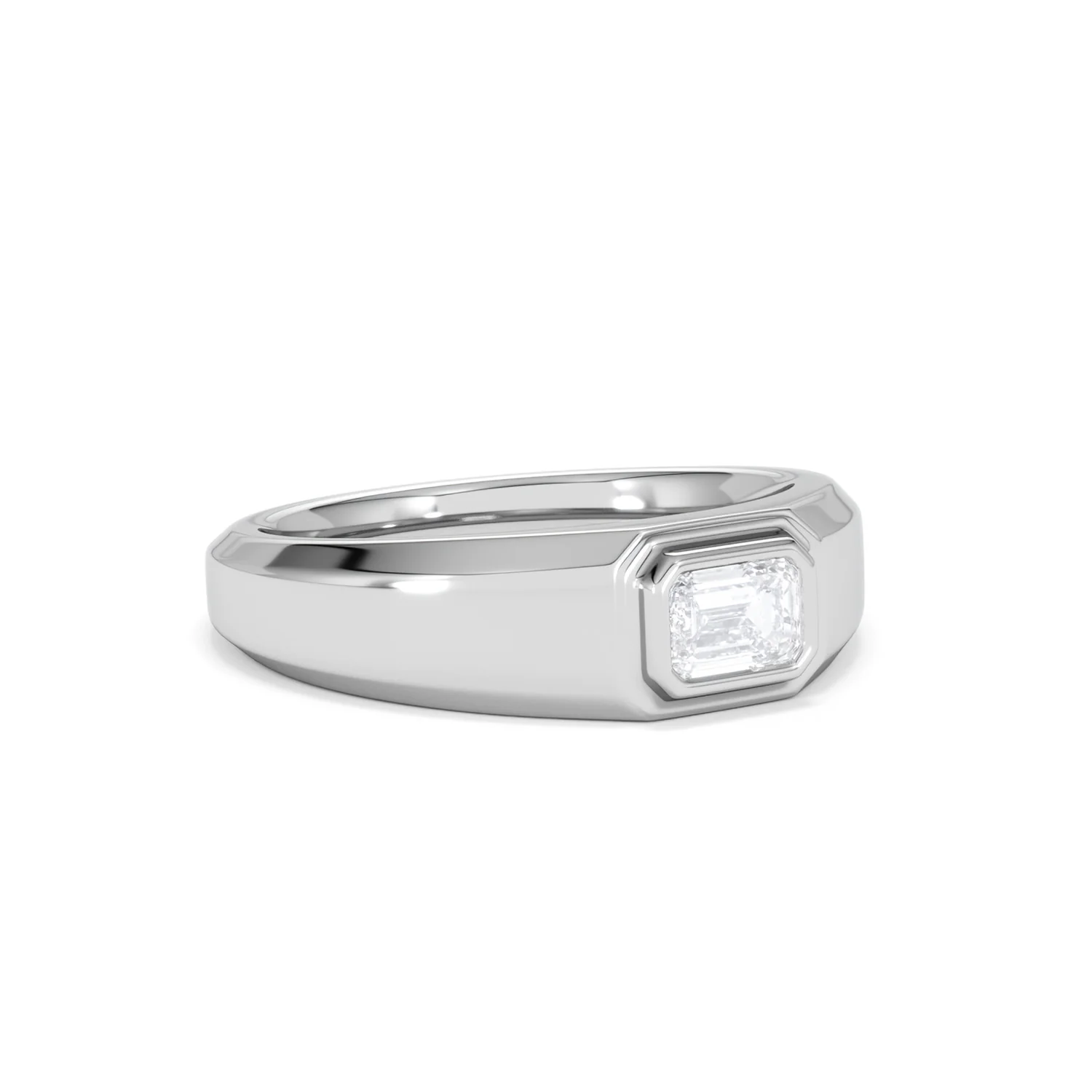 Mens Lab Diamond Signet Ring 0.50ct Emerald Cut Set in 9k White Gold - Image 16