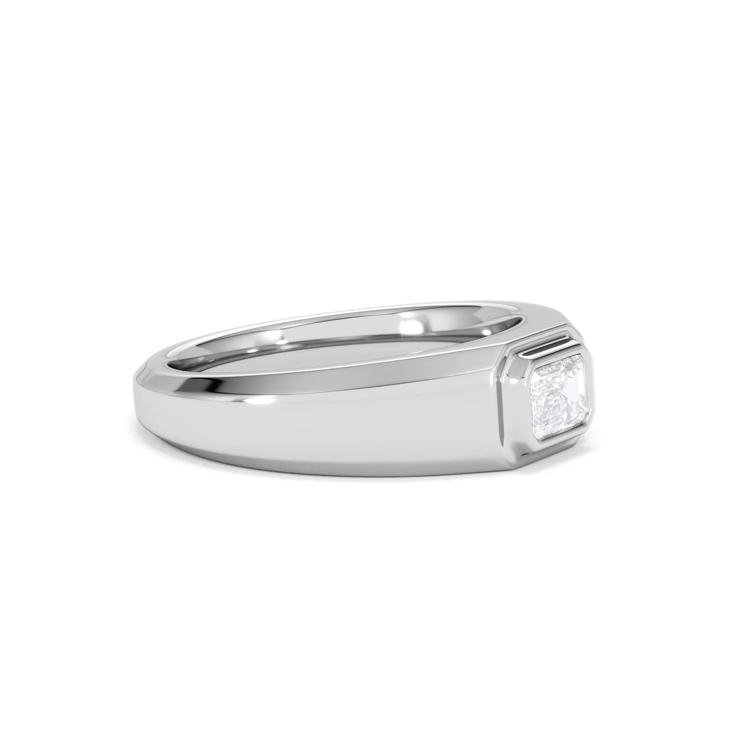 Mens Lab Diamond Signet Ring 0.50ct Emerald Cut Set in 9k White Gold - Image 21