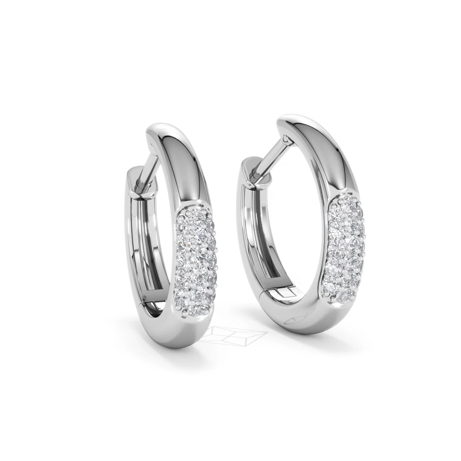 Mini Pavé Huggies Lab Diamond Earrings 0.25ct in 925 Silver - Image 14