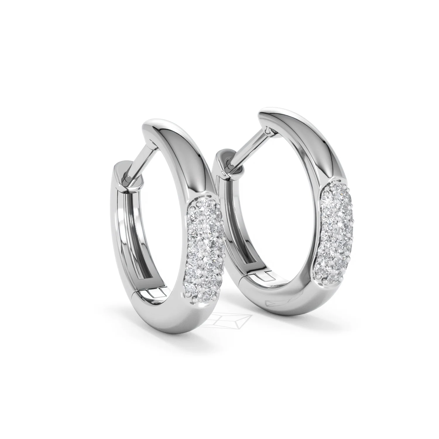 Mini Pavé Huggies Lab Diamond Earrings 0.25ct in 925 Silver - Image 16