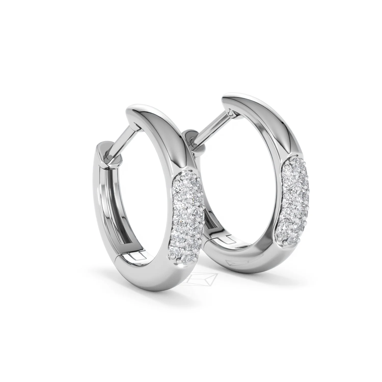 Mini Pavé Huggies Lab Diamond Earrings 0.25ct in 925 Silver - Image 17