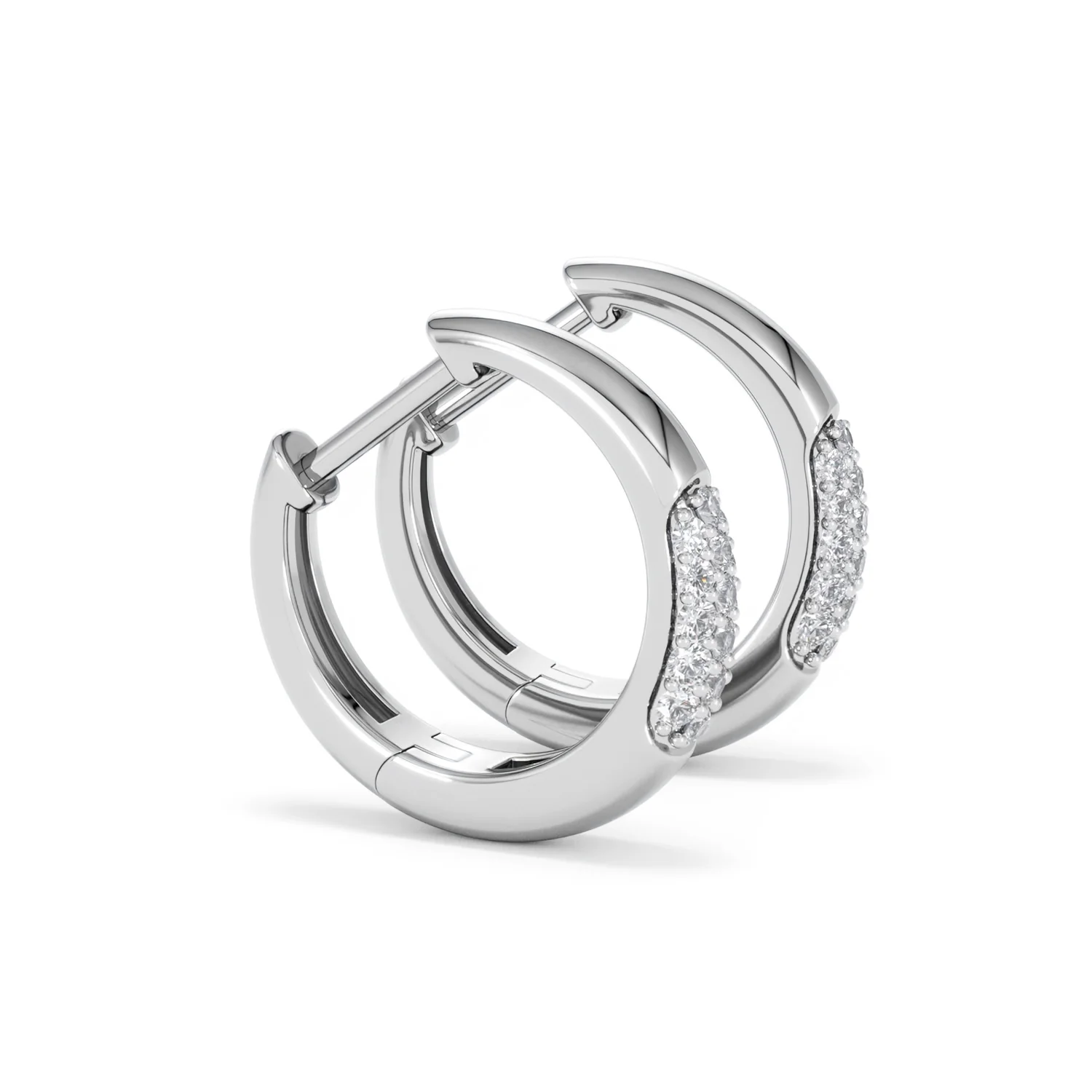 Mini Pavé Huggies Lab Diamond Earrings 0.25ct in 925 Silver - Image 24