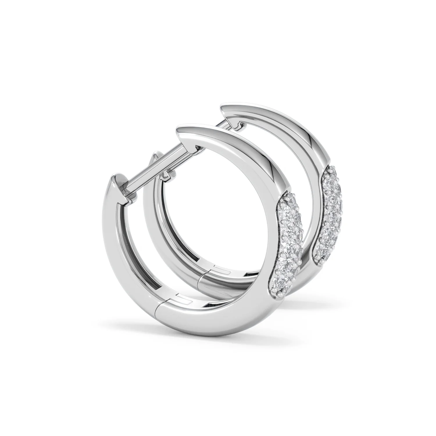 Mini Pavé Huggies Lab Diamond Earrings 0.25ct in 925 Silver - Image 25