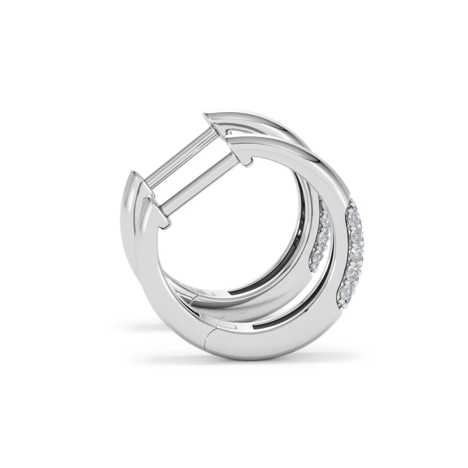Mini Pavé Huggies Lab Diamond Earrings 0.25ct in 925 Silver - Image 31