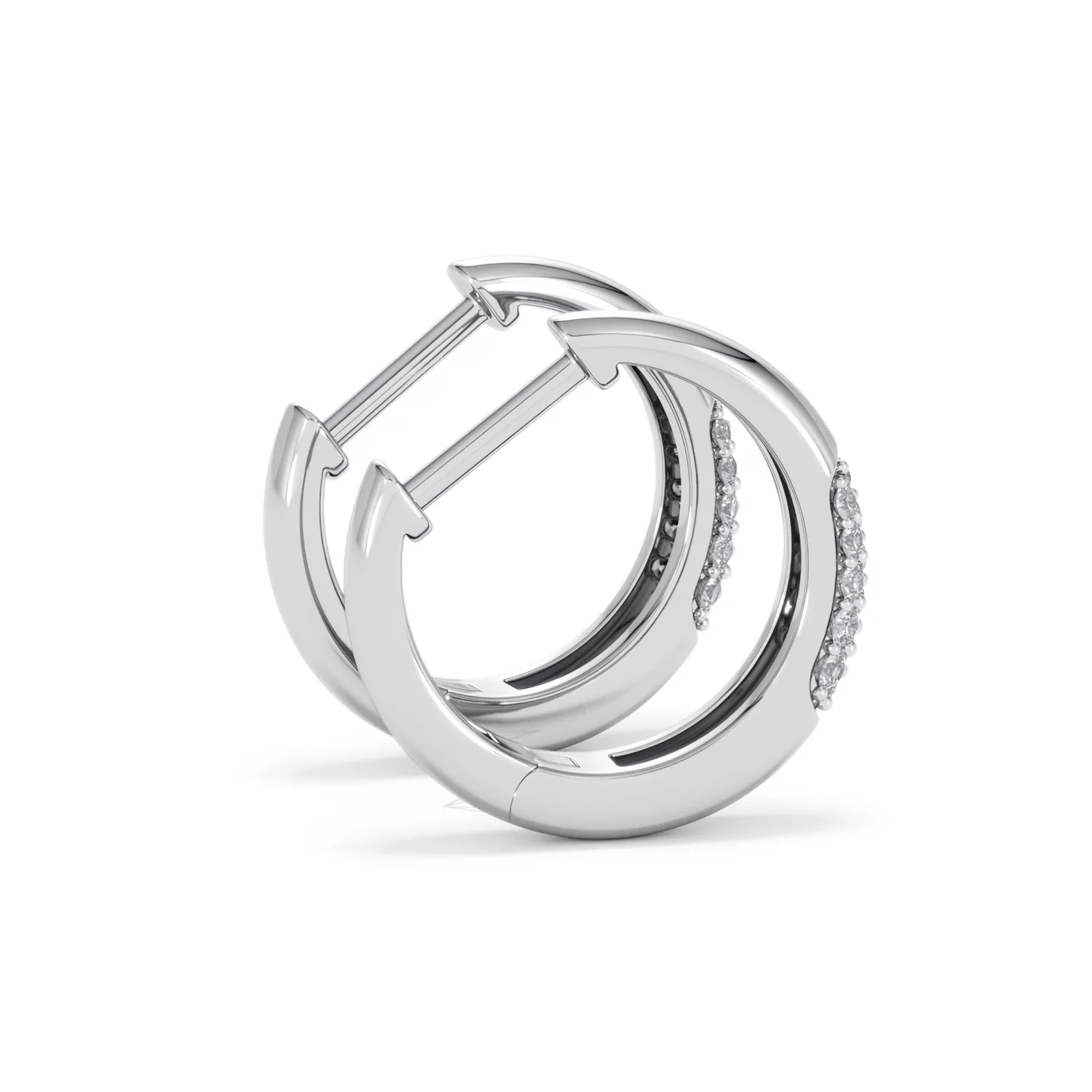 Mini Pavé Huggies Lab Diamond Earrings 0.25ct in 925 Silver - Image 33